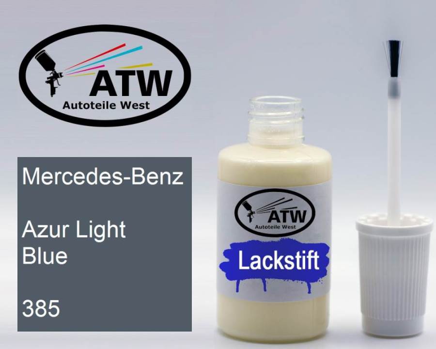 Mercedes-Benz, Azur Light Blue, 385: 20ml Lackstift, von ATW Autoteile West.